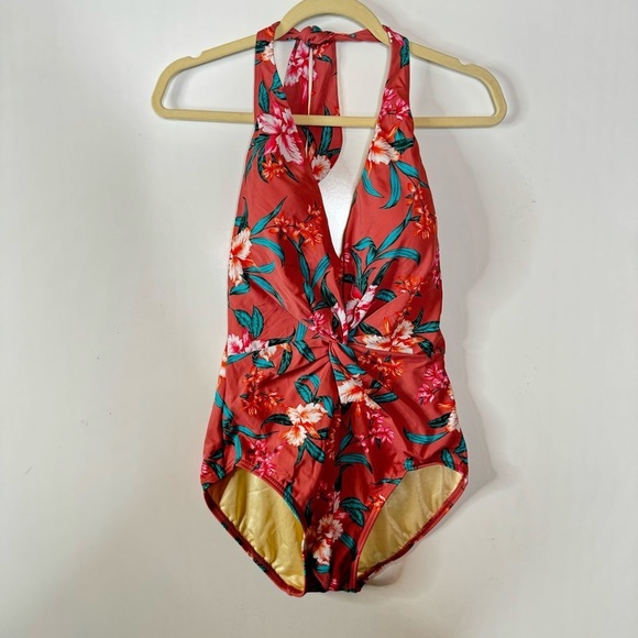 Dreamsuit by Miracle Brands NWT Floral Halter Neck One Piece Swimsuit Size 10 - Picture 2 of 7